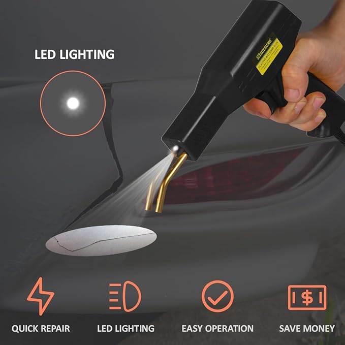 100W Upgraded Plastic Welder Kit,1000PCS Hot Stapler Plastic Repair Kit For Car Bumper Crack Repair, Plastic Welding Kit With Plastic Iron,Plastic Rods,Mesh,Abrasive Paper,Aluminum Tape(BLACK)