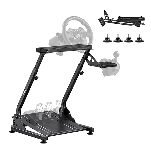 VEVOR Racing Wheel Stand, Adjustable & Foldable Simulator Stand for Logitech G29 G27 G920 G923, Thrustmaster T300RS T300GT T248 TS-PC TSXW Gaming Cockpit,Pedals Simulator NOT Included