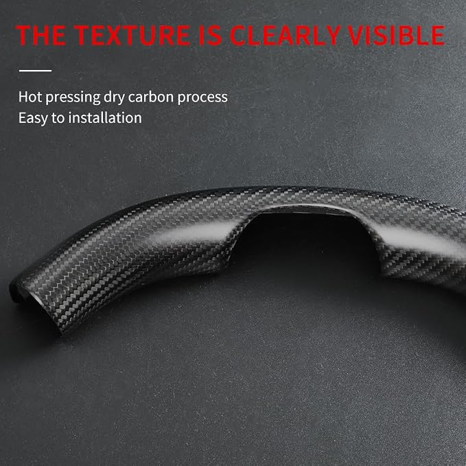JSWAN Real Carbon Fiber Steering Wheel Cover for Tesla Model 3 2017 to 2023 Model Y 2020 to 2024 Steering Wheel Cover Steering Wheel Wrap Protector Interior Accessories (Matte Black 2Pcs)