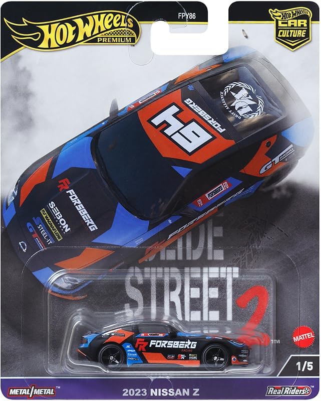 Hot Wheels 2024 Car Culture Slide Street 2 – 5-Pack (FPY86-959H) | Nissan Z, Lamborghini Huracán, GR Corolla, 240SX, Mustang RTR | 1:64 Die-Cast Vehicles for Collectors & Kids Ages 3+