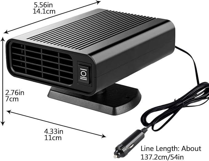 12V Car Heater -150W Portable Heater for Car Defroster, Car Heater that Plugs into Cigarette Lighter 2-in-1 Heating/Cooling Windscreen Heater Fan
