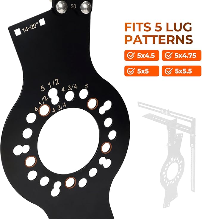 Wheel Fitment Tool, Offset Measuring Mockup Tool, 5 Lug Wheel Simulator for Fits 14-22" Rims, 8-14" Tire Widths, 2.5-11.5" Sidewalls, 3-12" Clearance