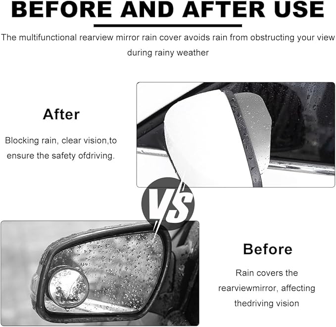 Wevdn 2 PCS Mirror Rain Visor Eyebrow, Waterproof PVC Auto Exterior Rear View Mirror Rain Visor Guard, Rainproof Side Mirror Rain Visor Eyebrow Cover for SUV Truck, Car Accessories (Aluminum Silver)
