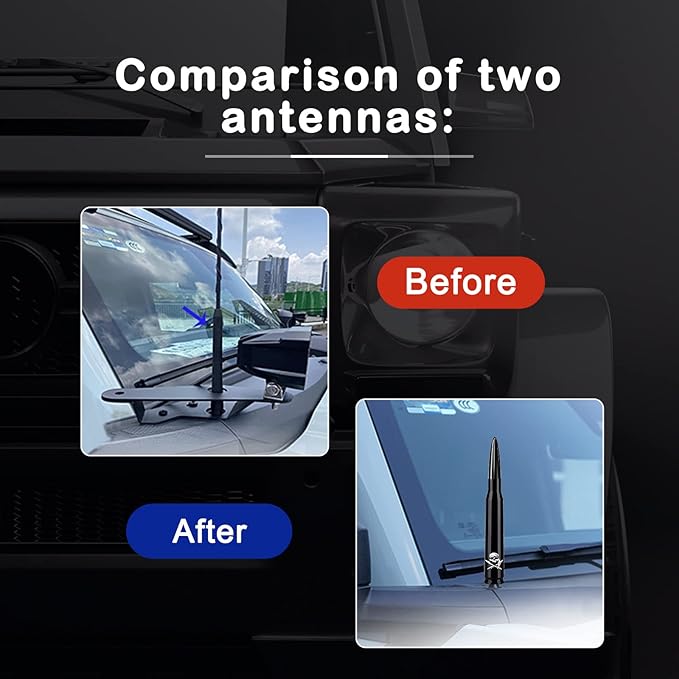Ajxn 1 PC Car Truck Bullet Antenna, 5.4" Automobile Antenna Mast, Suitable for GM Chevy Silverado 1500 2500 3500 HD Avalanche GMC Sierra 1500 2500 3500 (Double Sword Skeleton Black #110)