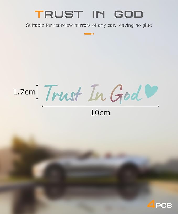 SCUARI 4PCS Car Stickers,Cars Decals,Car Accessories Trust in God Rearview Mirror Sticker,Trust in God Mirror Decals,Suitable for Most Cars, Trucks, Motorcycles, SUVs (Colorful)