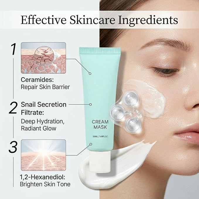 MELAPEEL Snail Mucin & Ceramide Peel off Mask for Deep Cleansing, Long-Lasting Hydration & Skin Barrier Repair with Collagen for Brightening, Sensitive Skin Friendly, 1.69 Fl Oz
