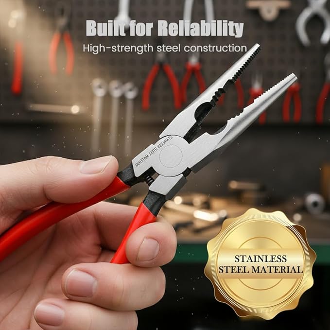 Professional Hose Clamp Kit 6Pcs, Fuel Line Pliers Set, Includes Disconnecting Pliers, Crimping Plier, Cutting Plier, And Wire Strippers for Tackle Wiring, Electrical Repairs, Auto Maintenance (6)