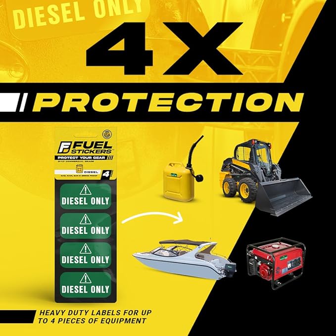 Diesel Sticker (Green), Construction & Heavy Equipment - Weather Proof, Extreme Stick, Commercial Grade by Fuel Stickers - USA Made (2x1 inch), 20 Labels