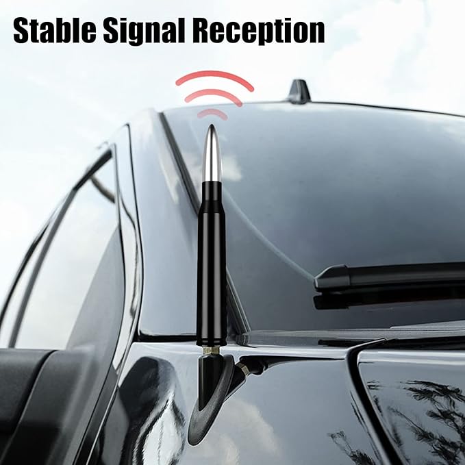 Ajxn 1 PC Car Truck Bullet Antenna, Auto Antenna Mast, Suitable for GM Chevy Silverado 1500 2500 3500 HD Avalanche GMC Sierra 1500 2500 3500 Denali Heavy Duty Pickup Trucks Accessories (Splice Silver)