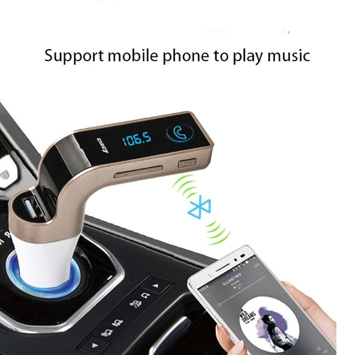 Bluetooth FM Transmitter for Car, Wireless Bluetooth 2.1In-Car Radio Adapter Car Kit with Handsfree Calling, 1 USB Ports, LED Display, Support TF Card, U-Disk, AUX Output,A