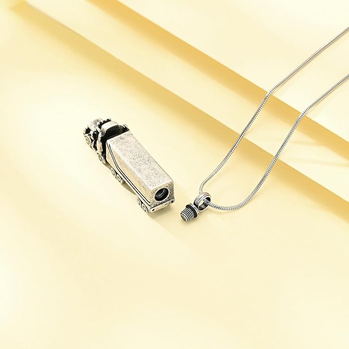 Urn Necklace for Ashes 18 Wheeler Semi Truck Cremation Jewelry for Men Memorial Urn Pendant Ashes Locket Necklace Keepsake Gifts