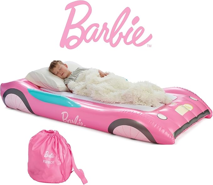 Barbie & FUNBOY Kids Sleepover Travel Bed & Air Mattress. Perfect for Sleepovers. Includes Carrying Storage Bag, Twin