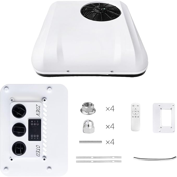 DC 12V AC unit RV Rooftop Air Conditioner Ultra-thin cool & heat Fit for Motorhome van Truck cab cars Commercial Vehicles quiet Energy Saving Intelligent frequency conversion parking Air Conditioners