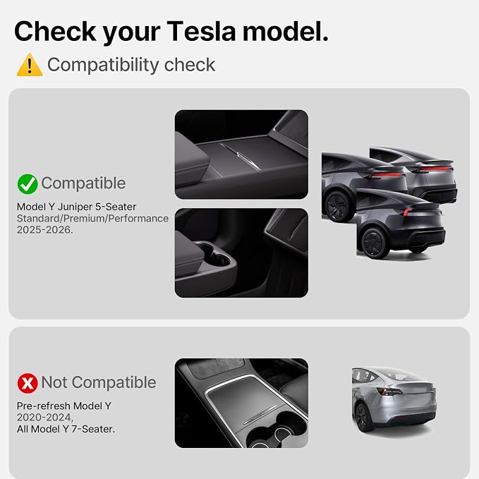 5 Pcs Floor Mats for Tesla Model Y Juniper 2025 2026, All-Weather TPE Anti-Slip Cargo Liner & Rear Trunk Mat, Fits Standard/Premium/Performance 5-Seater