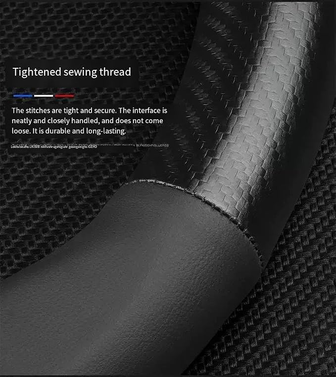 Fit Mercedes Benz Leather Steering Wheel Cover,Stylish Nappa Leather Carbon Fiber Texture Protector 15inch Fit Mercedes Benz A C E S Class Series GLK CLA GLA GLC GLE CLS SLK Accessories