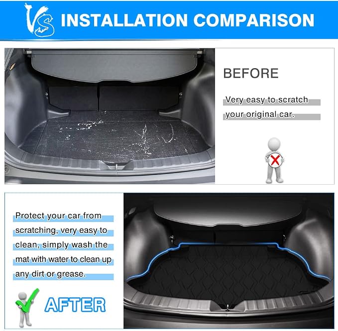 KUST Cargo Mat for Toyota Corolla Cross 2022-2025 2026 (Only Fits NO JBL Subwoofer in Cargo Area)(Not for Corolla) Rear Trunk Mat Cargo Liner All Weather Protection TPE Rubber Black