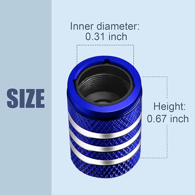 Tire Valve Stem Cap Cover - (5 Pack) Tire Air Caps Metal with Plastic Liner Corrosion Resistant Leak-Proof Snow Snowflake for Car Motorcycle Bike Blue
