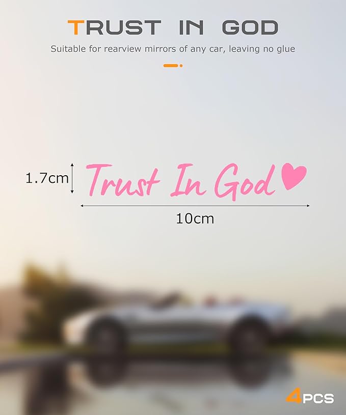 SCUARI 4PCS Car Stickers,Cars Decals,Car Accessories Trust in God Rearview Mirror Sticker,Auto Stickers and Decals,Auto Decals for Women,Trust in God Mirror Decals,Suitable for Motorcycle (Pink)