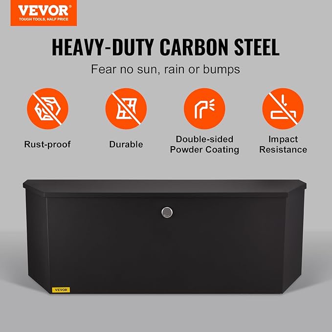 VEVOR Trailer Tongue Box, Heavy Duty Trailer Tongue Tool Box Storage Organizer with Lock & Keys, Utility Tool Chest for Pickup Truck Bed, RV, SUV, Off-Road Vehicle, Steel, 36" x 12" x 12"