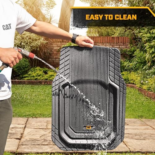 Cat® ToughLiner™ Car Floor Mats - Heavy Duty Trim to Fit Mat for Trucks - Car Mats & SUV Floor Liners for Car - All-Weather Truck Accessories & Odorless Rubber Automotive Mats - Gray