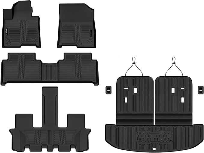 AUXKO All Weather Floor Mats Cargo Mat Rear Back Seat Protector Fits for Kia Sorento Gasoline 2021-2025 2026 TPE Liner Sorento Gasoline Accessoires Odorless Anti-Slip Black