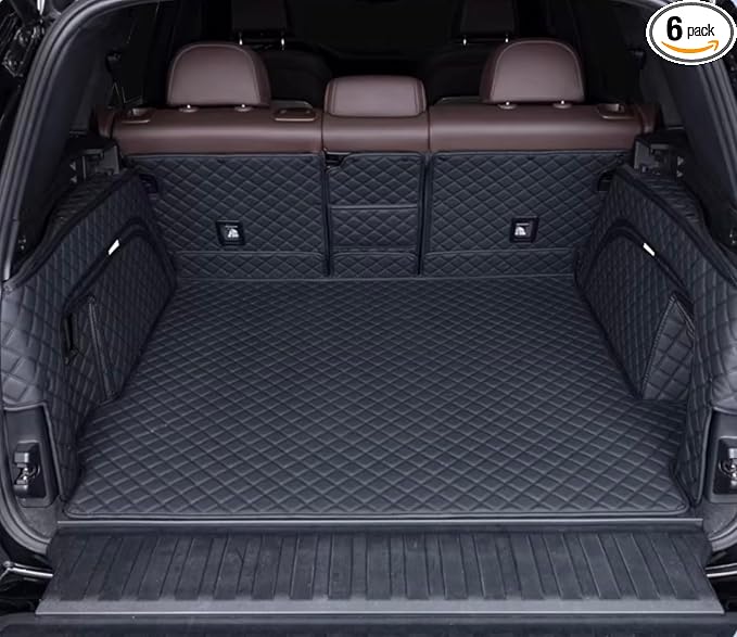 SUV Trunk Mat Compatible with BMW X5 7 Seater 2008-2013 Heavy Duty Back Seat Cover & Rear Cargo Mat & High Side Panel - Black with Black Stitching