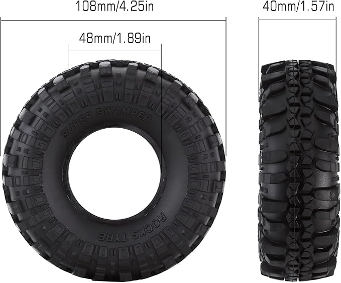 INJORA RC Tires 1.9inch 4Pcs RC Rubber Tyre Set Wheel Tires for 1:10 RC Crawler Axial SCX10 90046 SCX10 III AXI03007 Tamiya CC01 D90 D110