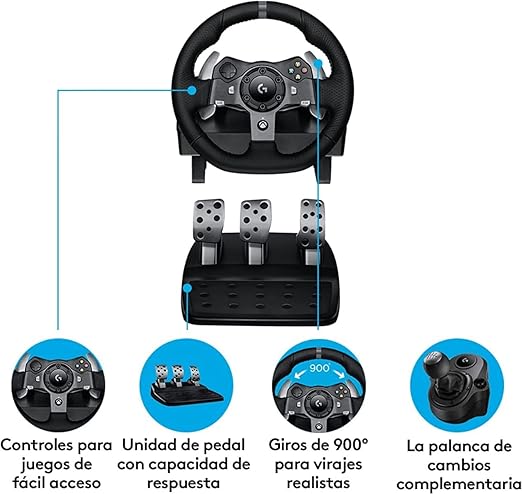 Logitech Driving Force G920 Steering Wheel and Pedals, 941-000123 (Steering Wheel and Pedals f/PC and Xbox One)