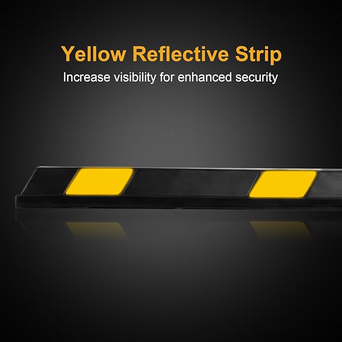 Goplus Parking Block, 72” Rubber Parking Bumpers with 8 High Reflective Yellow Safety Stripes, Heavy Duty Parking Target, Garage Wheel Stoppers Parking Curb for Car, Truck, RV and Trailer (8 Pack)