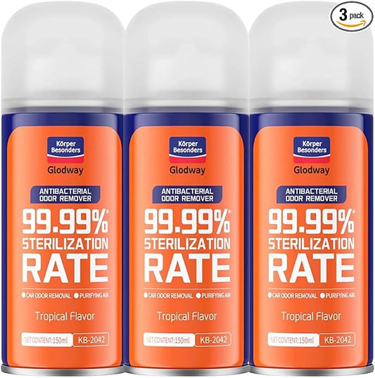 Glodway Car Air Freshener Spray,Deodorizer Odor Eliminator Remover Fogger,Long Lasting Tropical Flavor Scent,6 Ounce(Pack of 3)