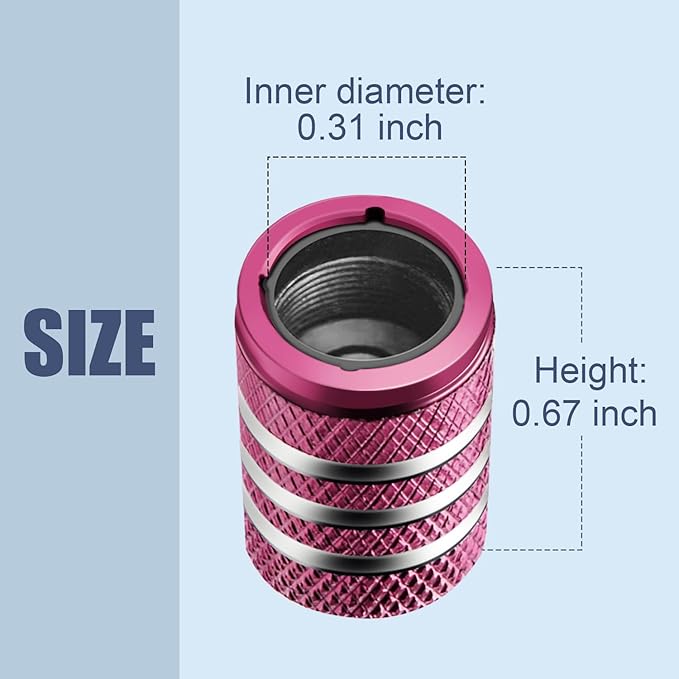 Tire Valve Stem Cap Cover - (5 Pack) Tire Air Cap Metal with Plastic Liner Corrosion Resistant Leak-Proof American Flag for Car Truck Motorcycle Bike Pink