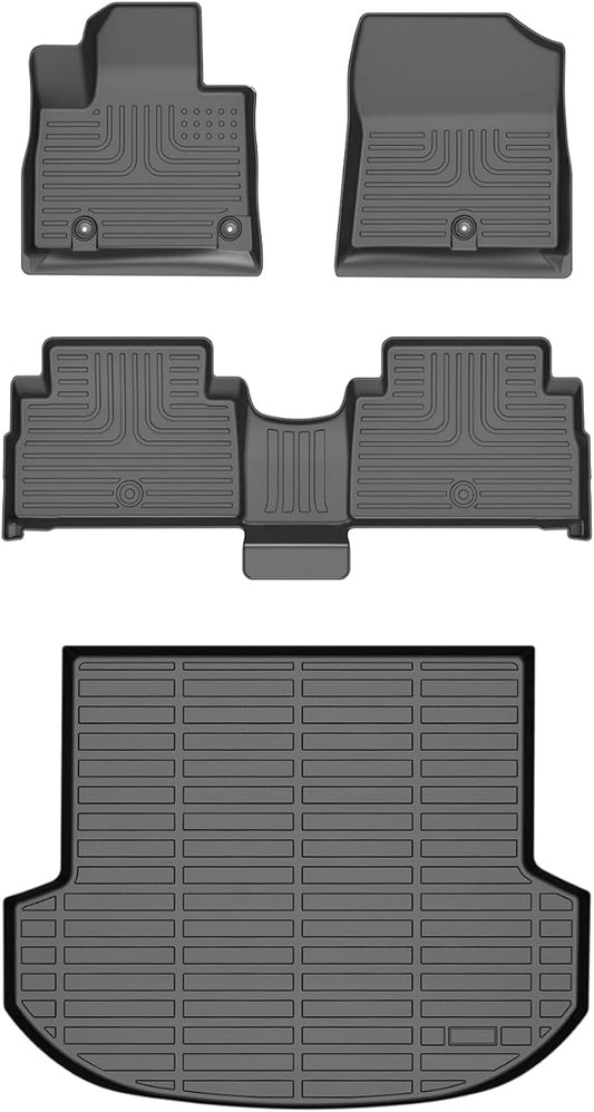 HAFIDI® Floor Mats & Cargo Liner Set Fit For 2021-2023 Hyundai Santa FE Hybrid & 2022 2023 Santa Fe Plug in Hybrid (PHEV) All Weather Protection TPE Car Full Set Floor Liners Custom Accessories -Black