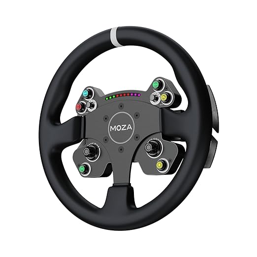 MOZA CS V2P Racing Wheel for PC Gaming Steering Wheel, 13 Inch Aviation Grade Aluminum Alloy Rim, Carbon Fiber paddles, RGB Indicator, Pressable Joysticks and customizable controls