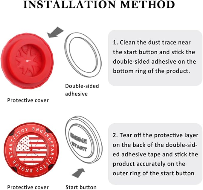 Stylish Car Push Start Button Cover,Spin Type Zinc Alloy Push to Start Button Cover for Car Decor,Universal Engine Start Button Cover Interior Car Accessories for Car Truck SUV (America Flag Red)