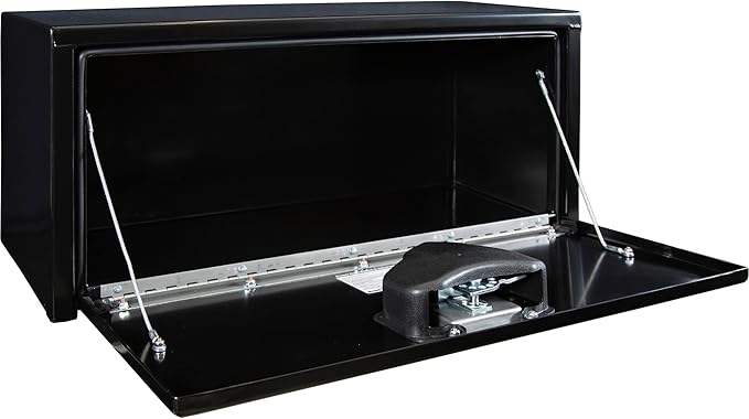 Buyers Products 1703353 Black Steel Underbody Truck Tool Box – 14 x 12 x 30 Inch - Truck Bed & Underbelly RV Storage Box, Locking T-Latch, Weather-Resistant, Heavy-Duty Flatbed Job Box, Made in USA
