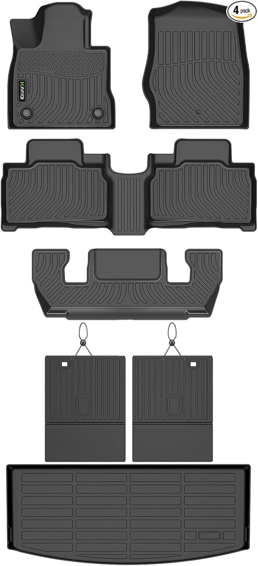 Floor Mats & Cargo Liner for 2020-2025 2026 Ford Explorer 6-Seat with Backrest Mat, All Weather Automotive Floor Liners Custom Fit Full Set Accessories-Black