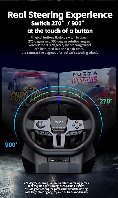 PXN V9 Gen2 Gaming Racing Wheel With magnetic Pedals and Shifter 270/900° Dual-Vibration Driver free, sim car Driving pc Steering Wheel for PC,PS4,PS3,Xbox one, Xbox Series X/S switch