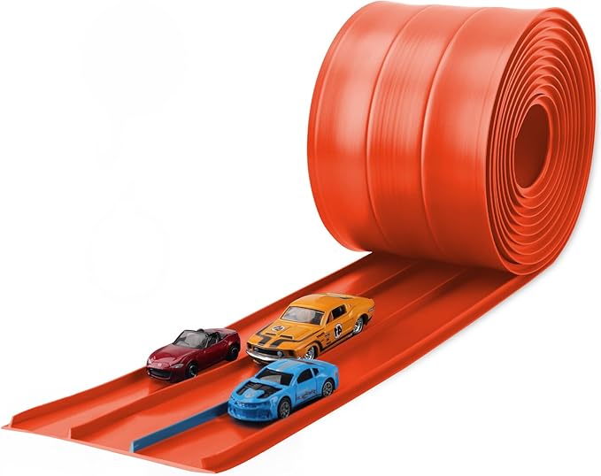 3-Lane Flexible Race Track for Kids 15ft Race Car Track Compatible with Diecast 1/64 Scale Cars, Flexible Car Track Race Ramp Toy with Strong Suction Cups
