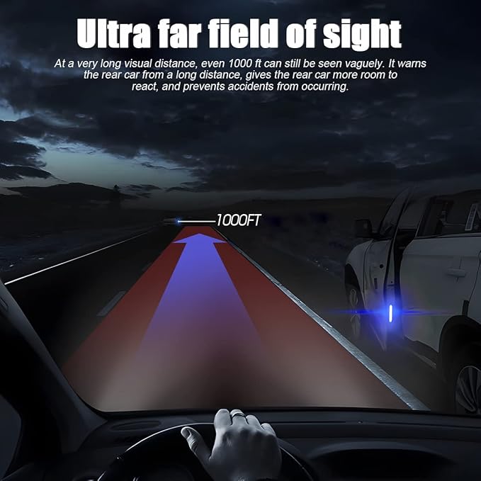 8PCS Reflective Open Warning Stickers for Car Door, Night Visibility Auto Safety Prompt Decals, Anti-Collision Protective Strip Tape, Car Accessories Universal for Truck, SUV, Van (Blue)