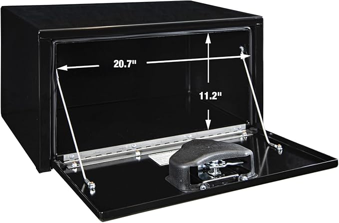 Buyers Products 1703300 Black Steel Underbody Truck Tool Box – 14 x 16 x 24 Inch - Truck Bed & Underbelly RV Storage Box, Locking T-Latch, Weather-Resistant, Heavy-Duty Flatbed Job Box, Made in USA