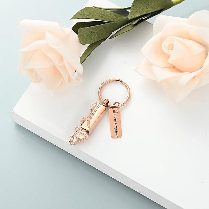 Imrsanl 18 Wheeler Semi Truck Urn Keychain for Ashes for Men Women Memorial Pendant Key Ring Cremation Jewelry Keepsake