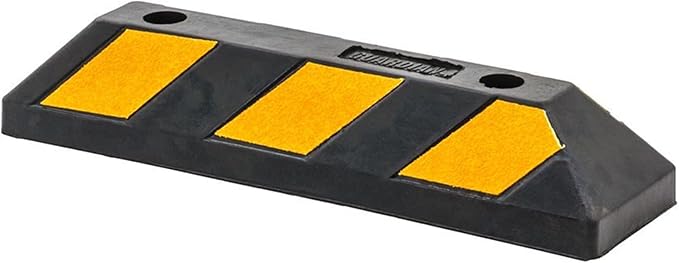 Guardian 4 Pack Parking Stop, 2 Foot Long Flexible Rubber Curb, Highly Visible Accessory with Mounting Holes for Job Sites and Garages, Black/Yellow