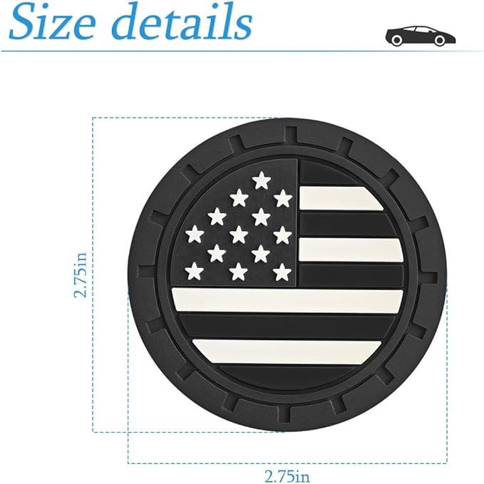 AUCELI 2 Pack Car Cup Holder Coasters, Colored American Flag US Flag Insert Car Cup Coaster, 2.75 Inch Anti Slip Shockproof Embedded Drink Mat, Vehicle Interior Decor Accessories