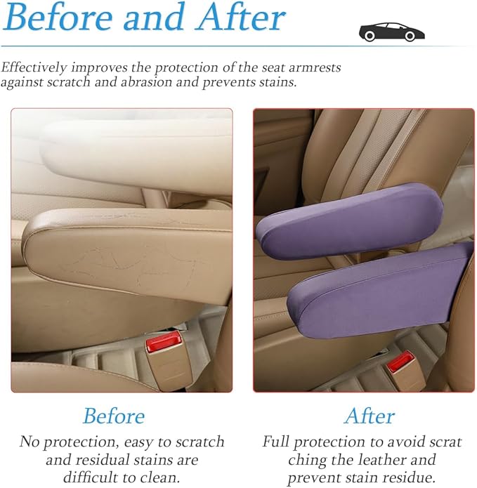 AUCELI 2 Pcs Car Front Seat Armrest Covers, Cloth Fabric Armrest Protectors, Direct Replacement Center Console Lid Armrest Cover Skin, Universal Accessories for Car, SUV, Truck and Van (Purple)