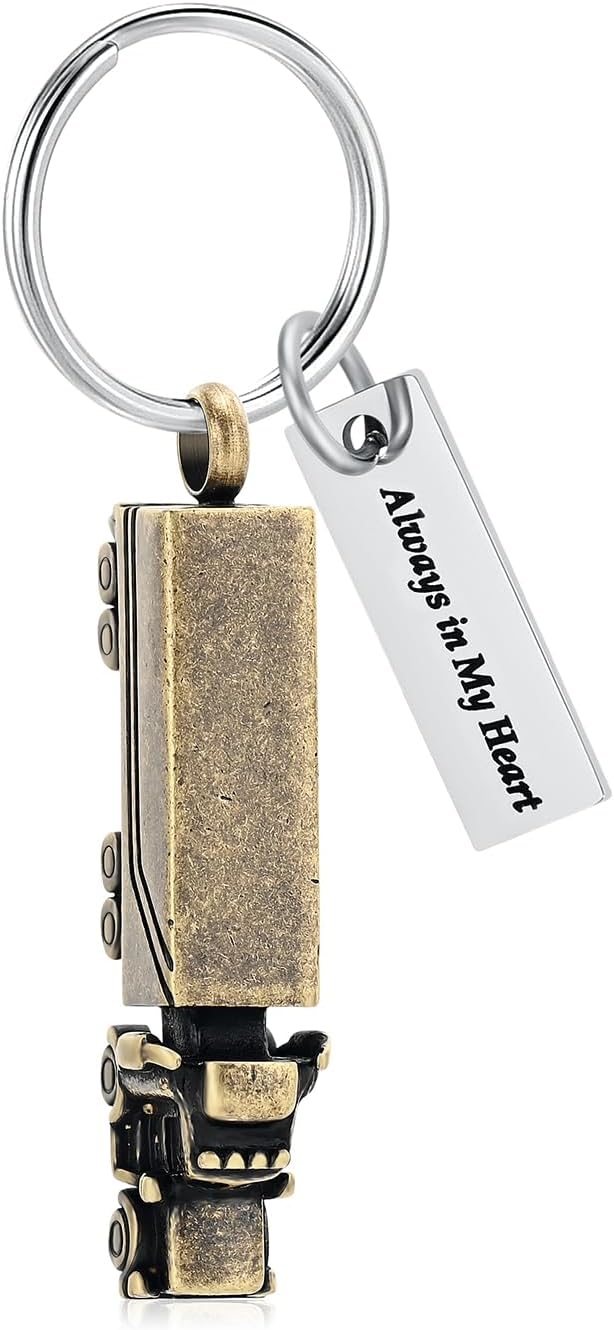 Imrsanl 18 Wheeler Semi Truck Urn Keychain for Ashes for Men Women Memorial Pendant Key Ring Cremation Jewelry Keepsake
