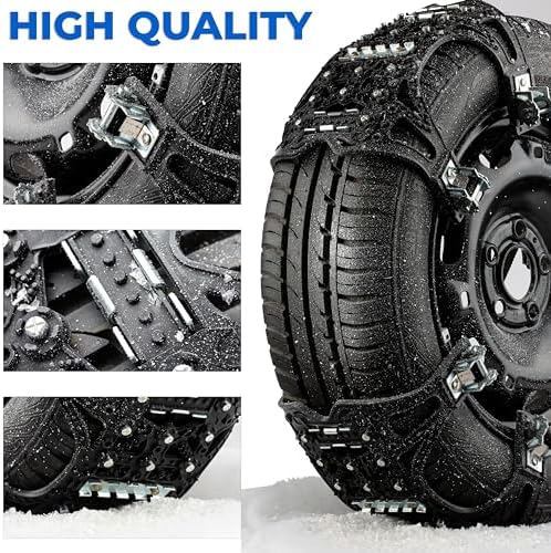 ZONETECH Tire Snow Chains 6-Pack All Season Black Upgraded Premium Quality Strong and Durable Anti-Skid Car,SUV, Pick Up and Truck for Emergency and Travel