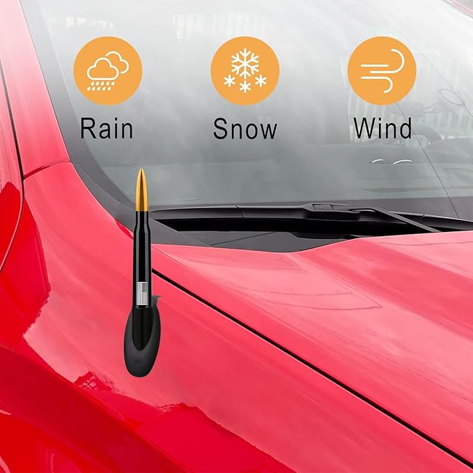 Ajxn 1 PC Car Truck Bullet Antenna, Automobile Antenna Mast, Suitable for GM Chevy Silverado 1500 3500 HD Avalanche GMC Sierra 1500 3500 Denali Heavy Duty Pickup Trucks Accessories (Gold)