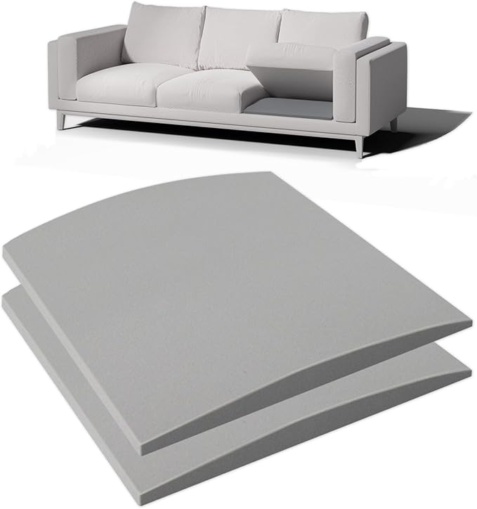 Couch Cushion Support for Sagging Seat, 22"x22"x2.4" 40D High Density Curved Foam Sofa Cushion Support, Under-Cushion Sag Repair,Grey Set of 2