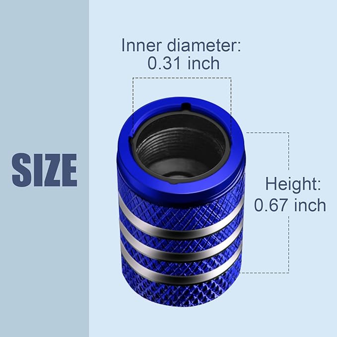 Tire Valve Stem Cap Cover - (5 Pack) Tire Air Cap Metal with Plastic Liner Corrosion Resistant Leak-Proof Rock and Roll for Car Truck Motorcycle Bike Blue