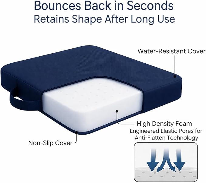 2-Pack Stadium Seat Cushions for Bleachers – Waterproof 2.8" Extra Thick Bleacher Seat Cushion, Portable Bleacher Cushions for Adults, Lightweight Bleacher Pads, Suitable for Outdoor Use (Dark Blue)